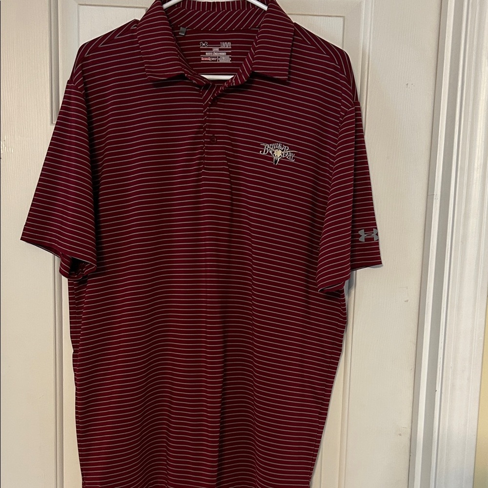 Under Armour Men's Burgundy Striped Polo Sz L